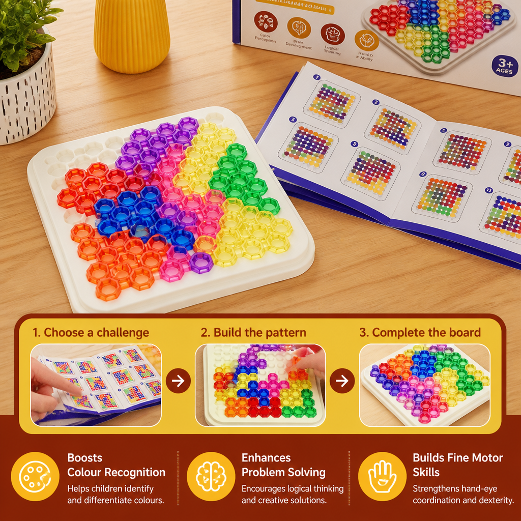 Rainbow Bead Puzzle Board – Logic & Problem-Solving Game