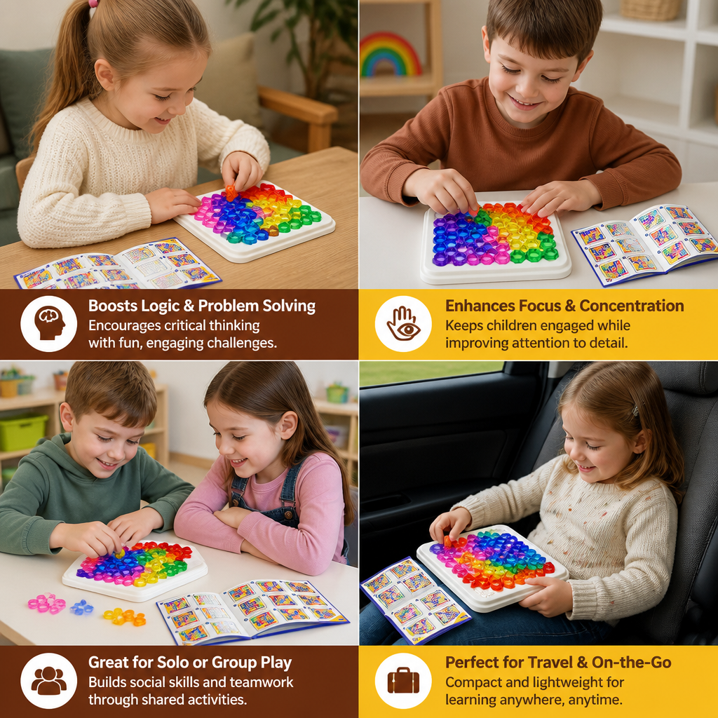 Rainbow Bead Puzzle Board – Logic & Problem-Solving Game