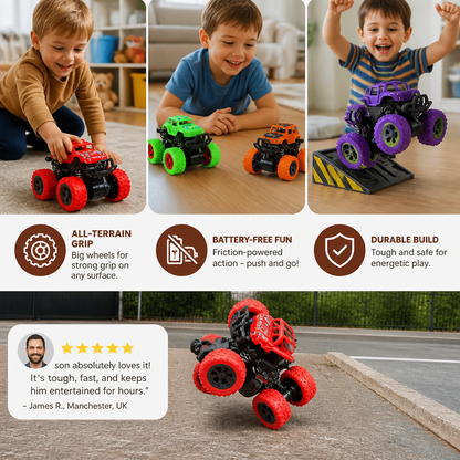 Friction-Powered Monster Truck Stunt Car for Kids