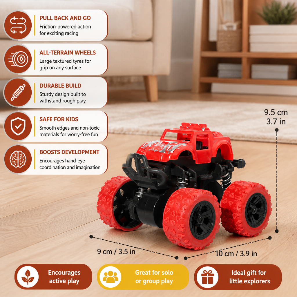 Friction-Powered Monster Truck Stunt Car for Kids