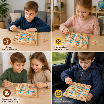 Wooden Sudoku Puzzle Board – Educational Logic & Math Game