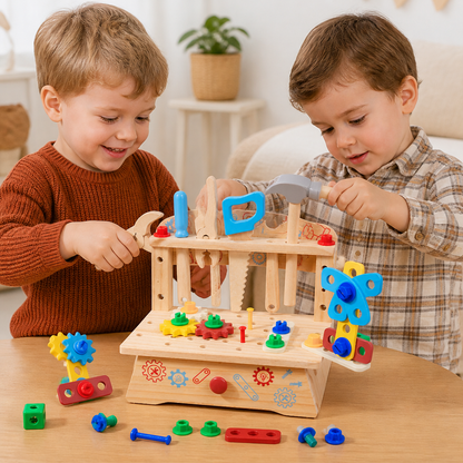 Wooden Kids Workbench & Tool Set – DIY Construction & Fine Motor Skills Learning Toy