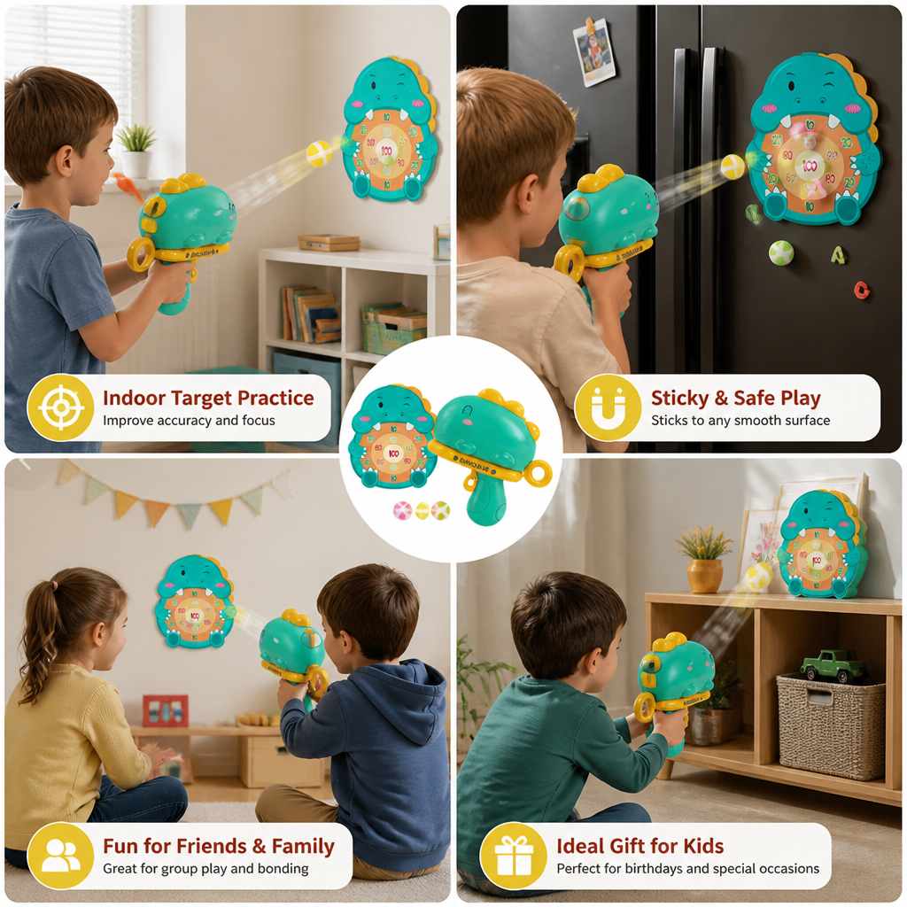 Dinosaur Sticky Ball Shooter – Target Shooting Game for Kids