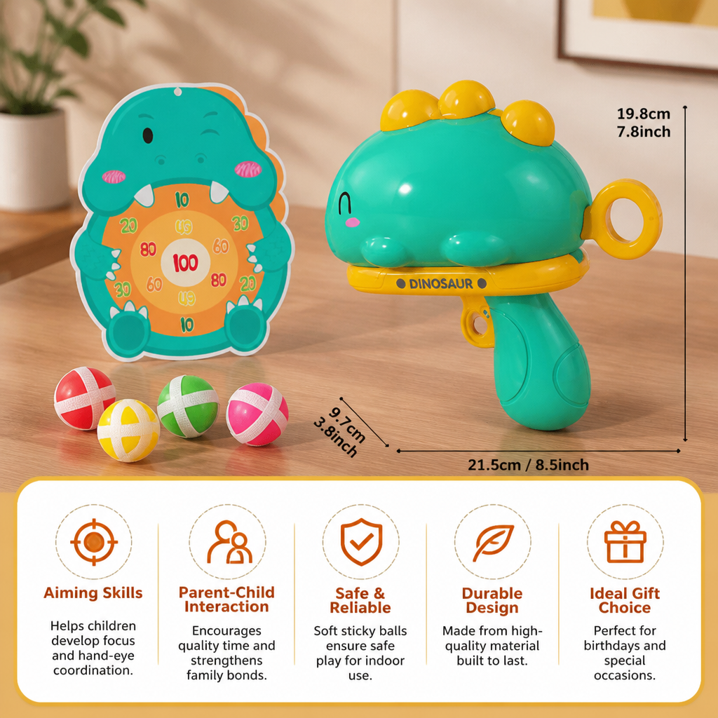 Dinosaur Sticky Ball Shooter – Target Shooting Game for Kids