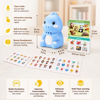 Interactive Dinosaur Talking Flash Cards & Stickers – Montessori Phonics & Sight Words Learning Set