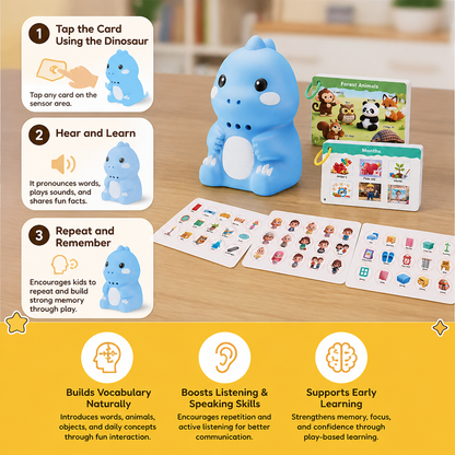 Interactive Dinosaur Talking Flash Cards & Stickers – Montessori Phonics & Sight Words Learning Set