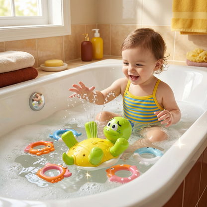 Turtle Bath Toy – Water Sprinkler with Fountain Effect for Babies & Toddlers