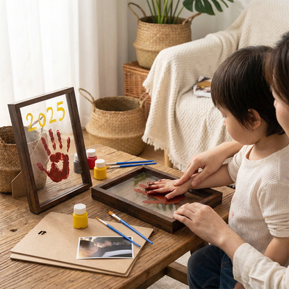 DIY Wooden Handprint Photo Frame Kit – Family Keepsake Set with Paints