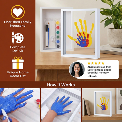 DIY Wooden Handprint Photo Frame Kit – Family Keepsake Set with Paints