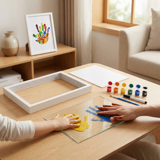 DIY Wooden Handprint Photo Frame Kit – Family Keepsake Set with Paints