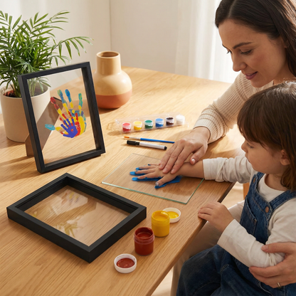DIY Wooden Handprint Photo Frame Kit – Family Keepsake Set with Paints