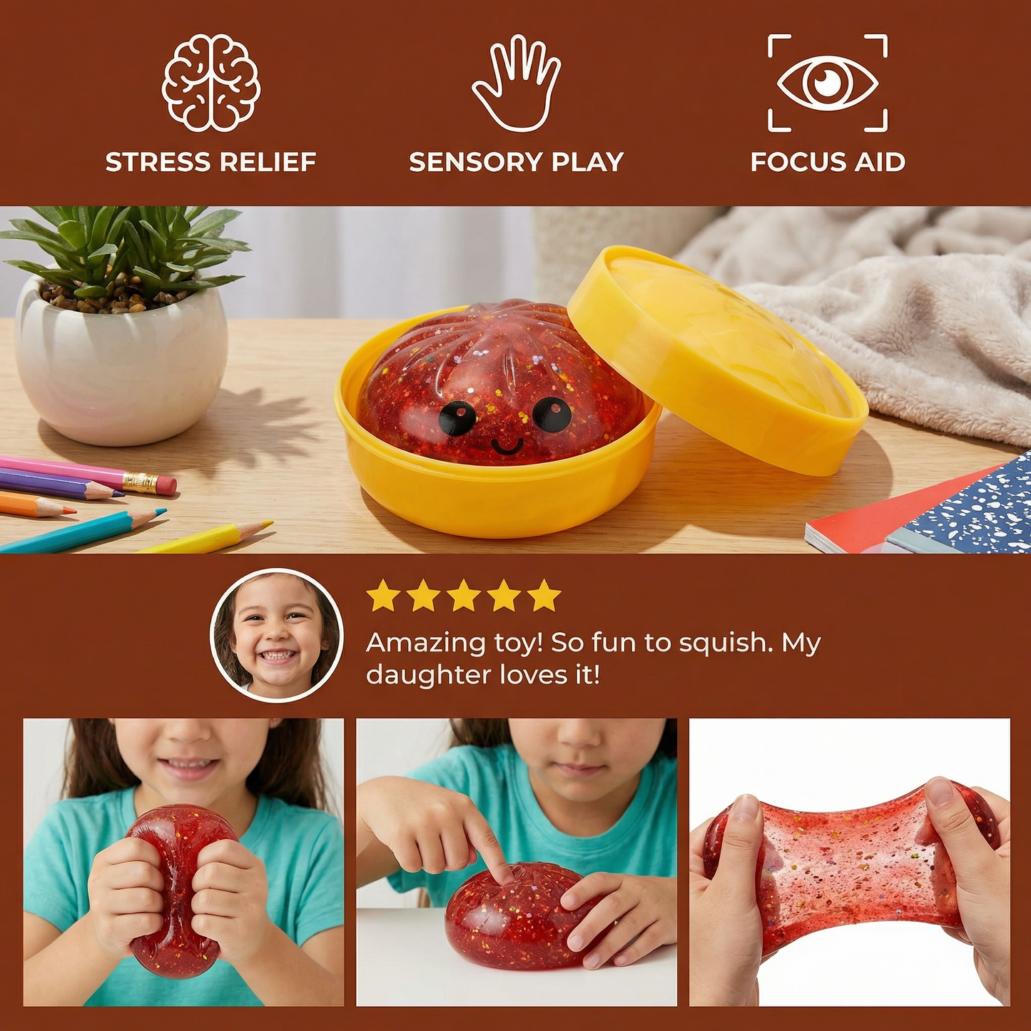 Squishy Fidget Toy – Kawaii Squeeze Ball for Stress Relief