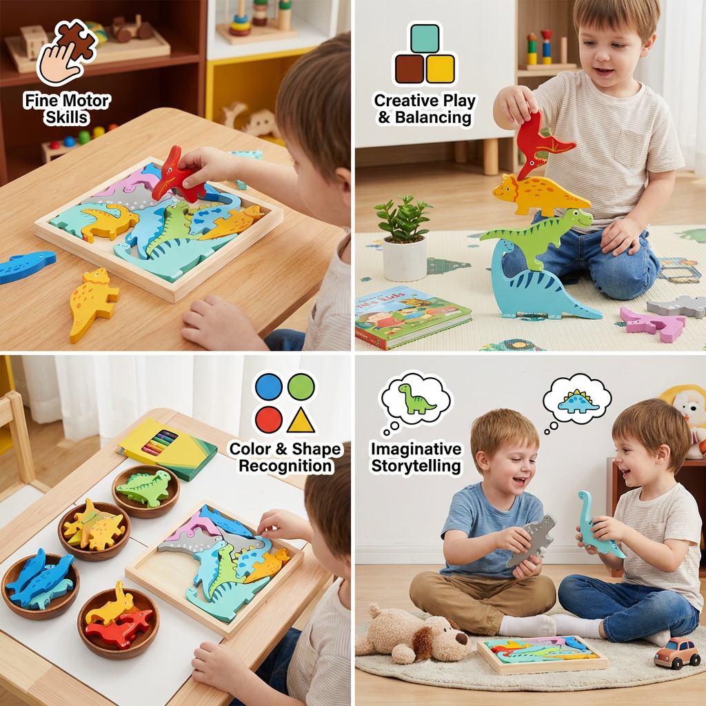 Wooden Learning Puzzle for Kids – Shape & Color Matching, Fine Motor Skills Toy