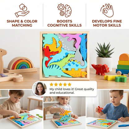 Wooden Learning Puzzle for Kids – Shape & Color Matching, Fine Motor Skills Toy