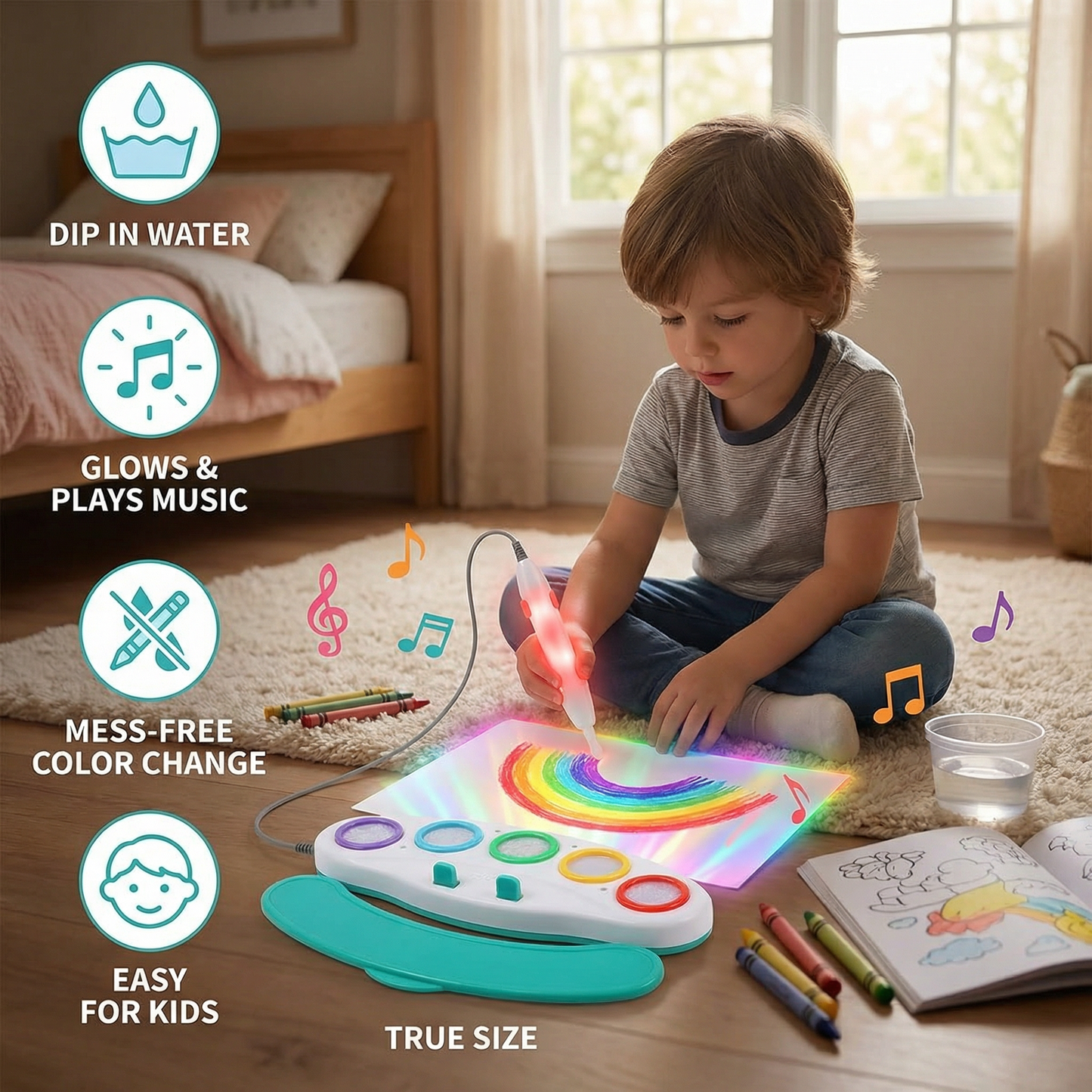 Magic Light Drawing Pen for Kids – Creative LED Art Toy with Music & Glow Effects