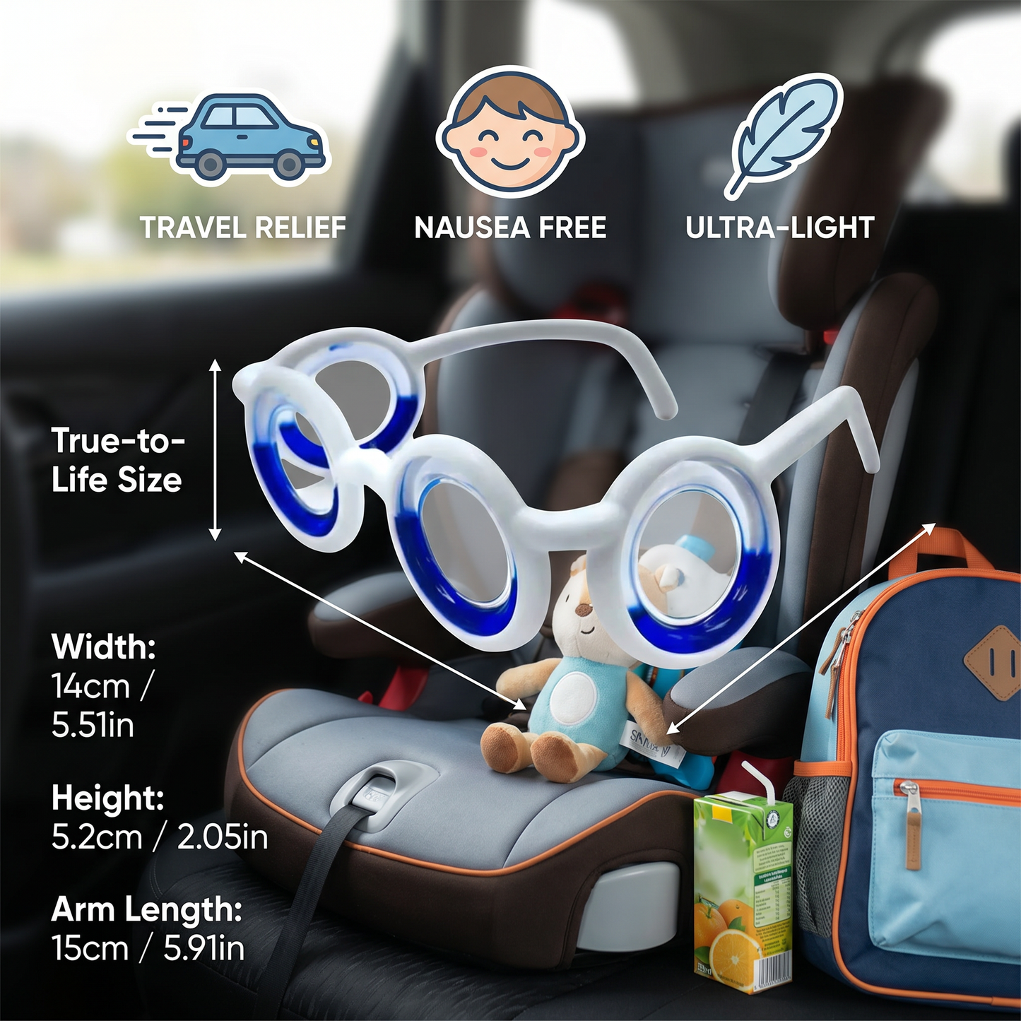 Kids Motion Sickness Glasses – Ultra-Light Relief for Travel Nausea
