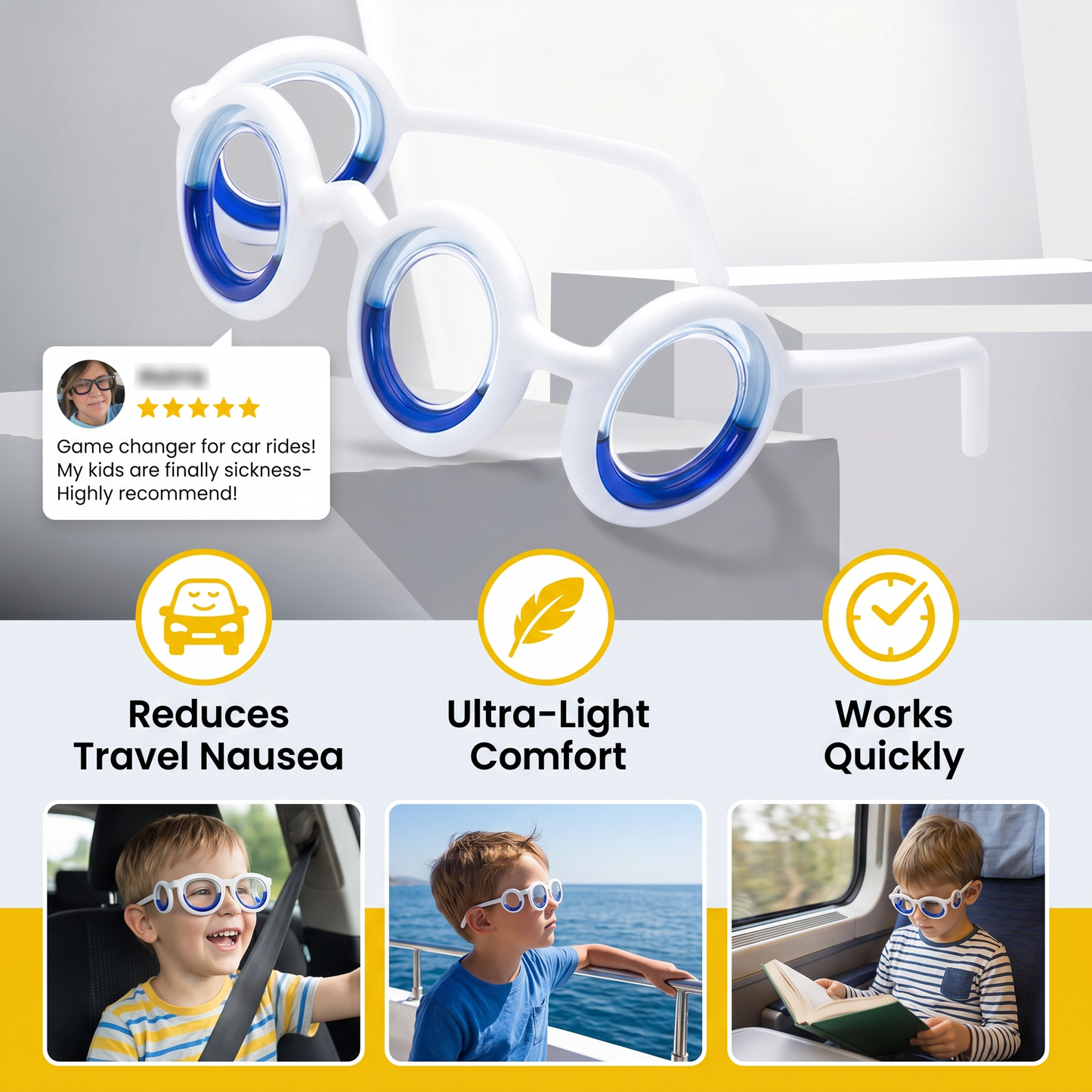 Kids Motion Sickness Glasses – Ultra-Light Relief for Travel Nausea