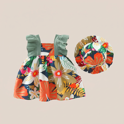 Tropical Bloom Dress Set & Hat