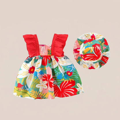 Tropical Bloom Dress Set & Hat