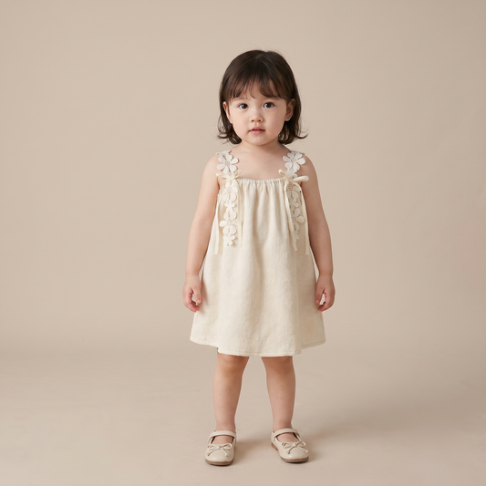 Delicate Blossom Linen Dress