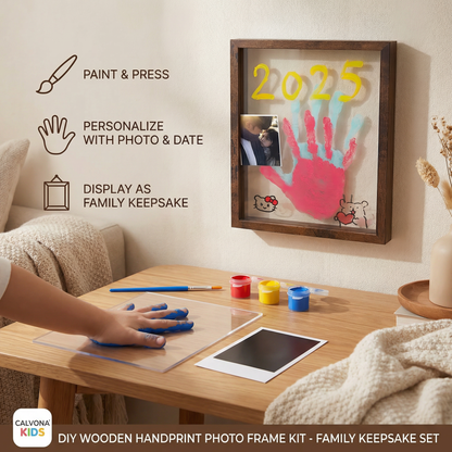 DIY Wooden Handprint Photo Frame Kit – Family Keepsake Set with Paints