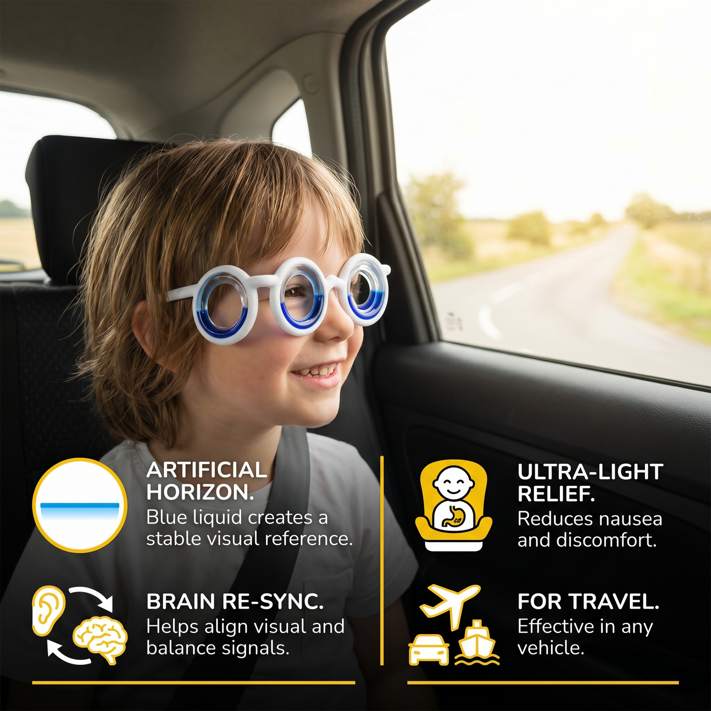 Kids Motion Sickness Glasses – Ultra-Light Relief for Travel Nausea