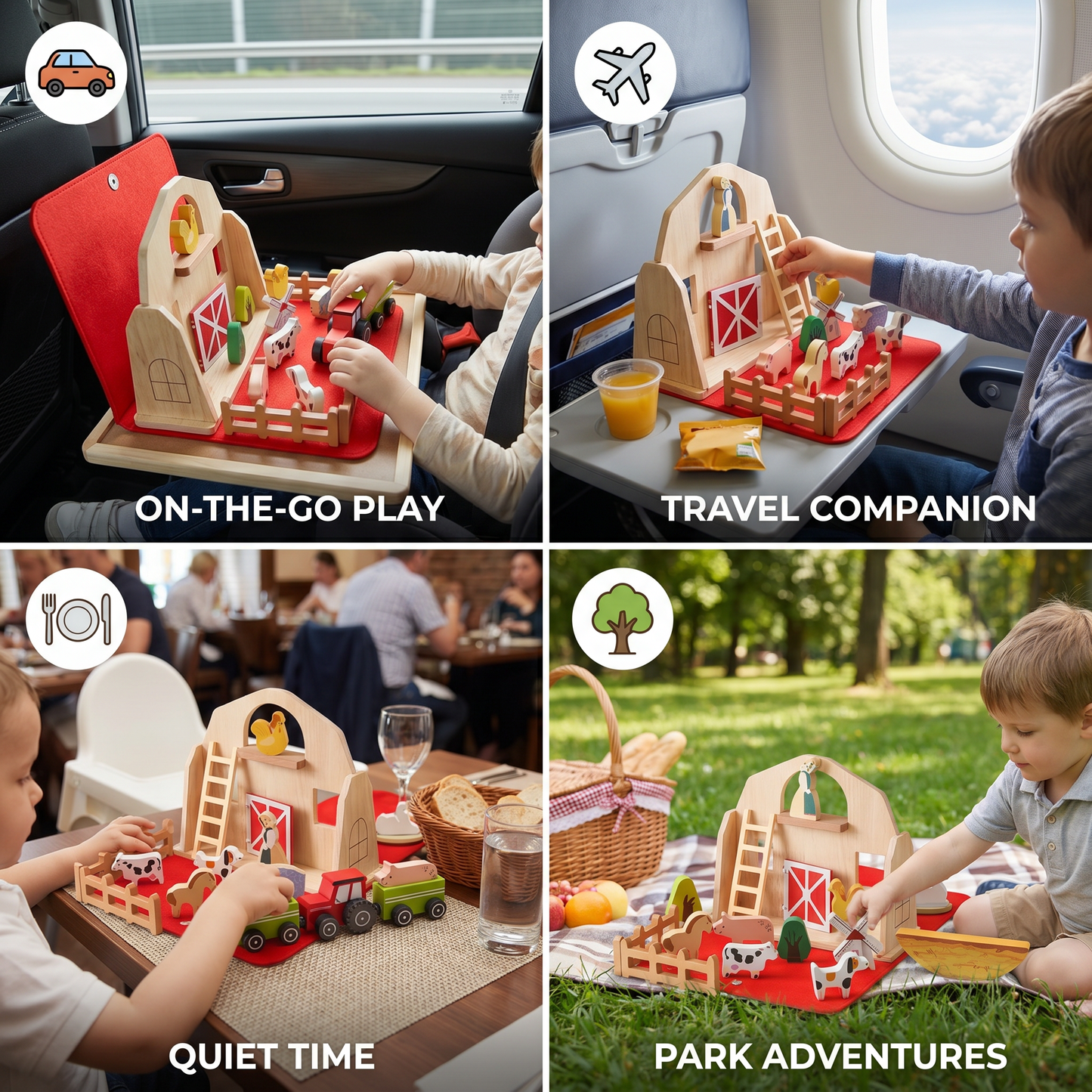Montessori Wooden & Felt Farm Travel Toy – Perfect for On-the-Go Play