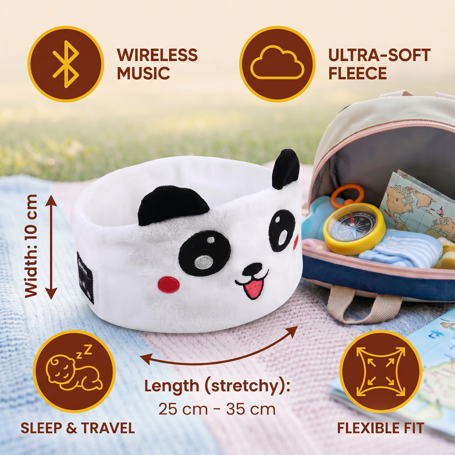 2-in-1 Sleep Headband with Bluetooth Speakers – Soft Wireless Headband for Travel & Sleep