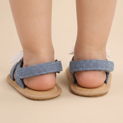 Chiffon Flower Flat Sandals