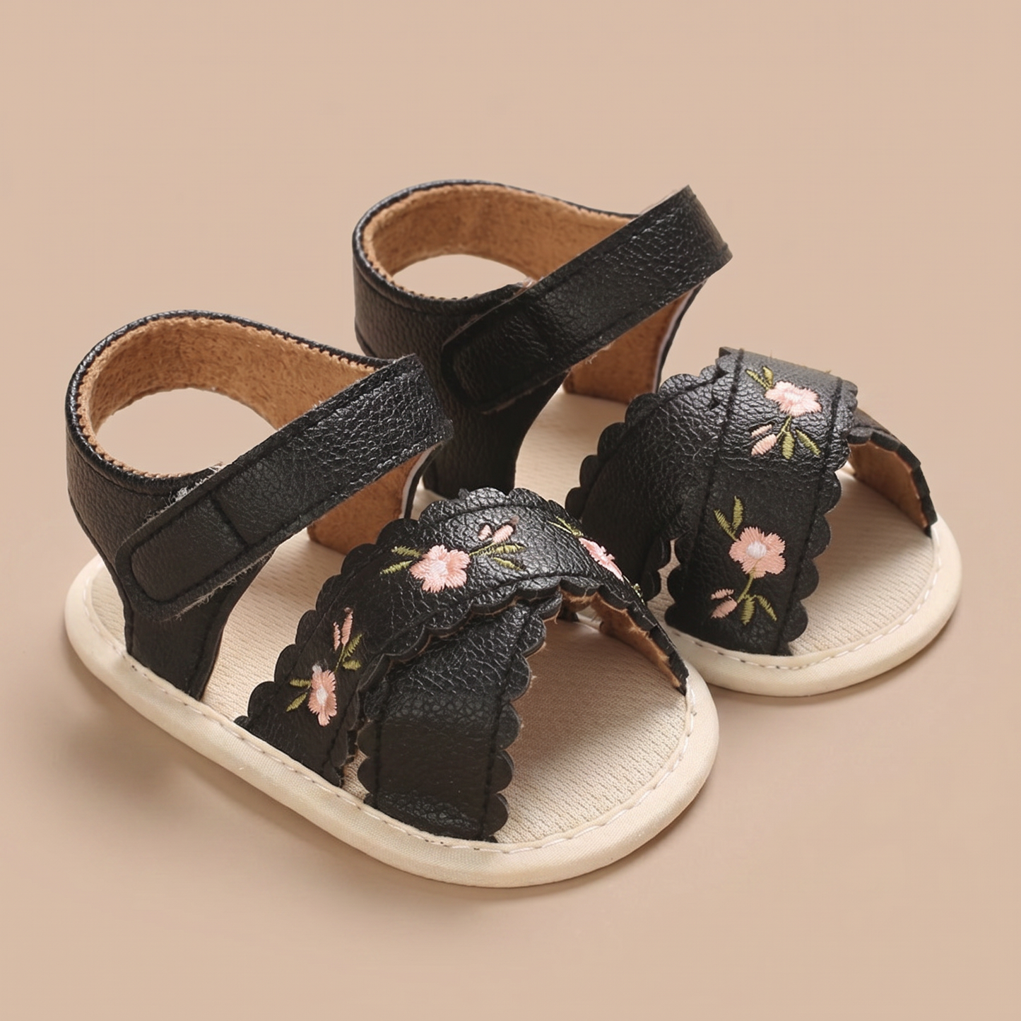 Scallop Edge Floral Sandals