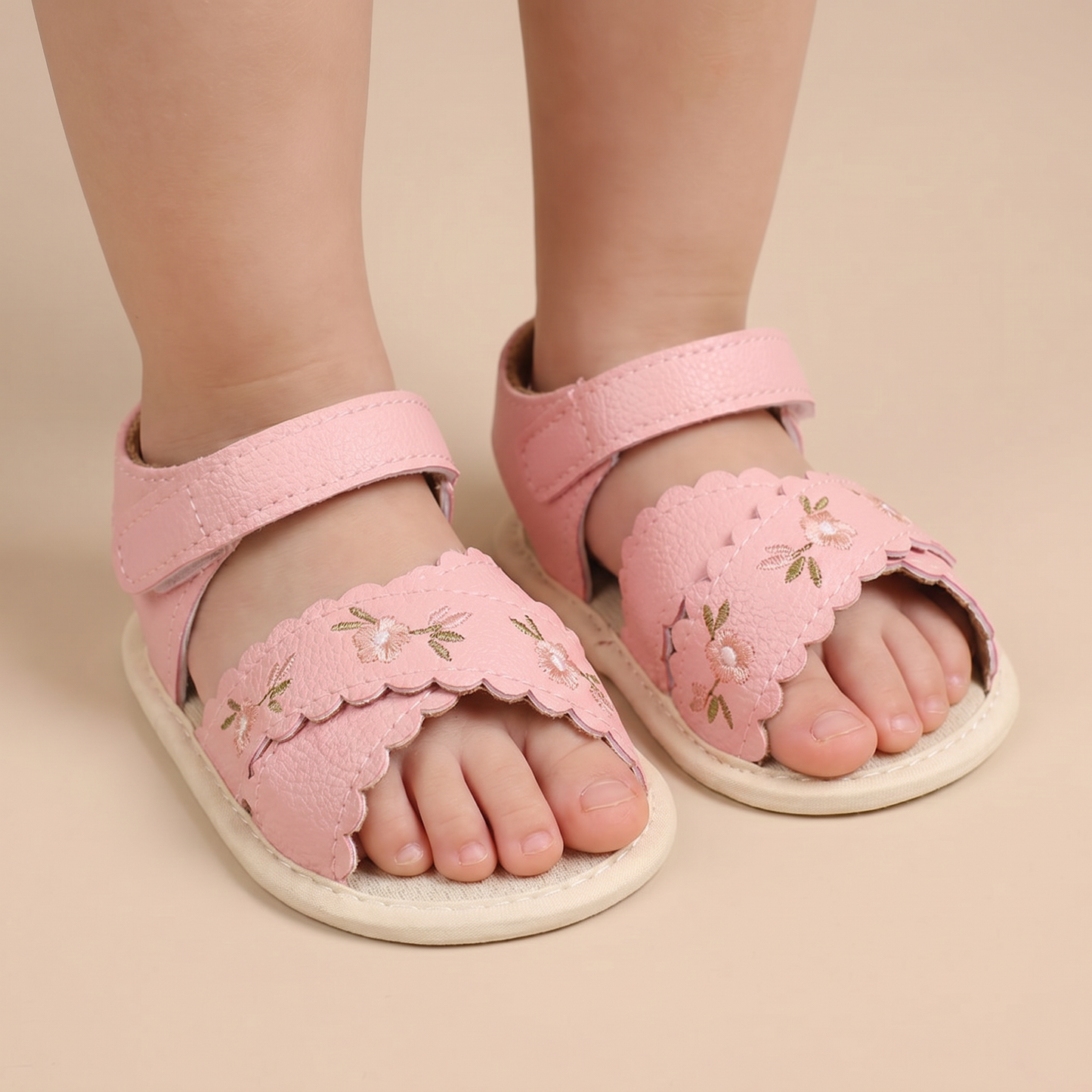 Scallop Edge Floral Sandals