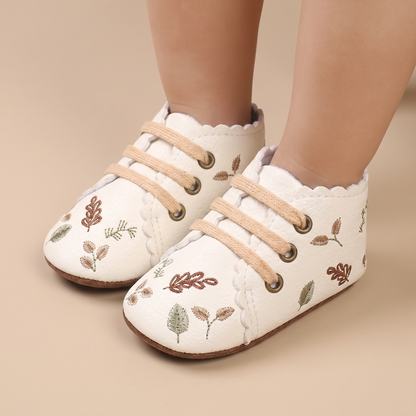 Leaf Print Lace-Up Sneaker Shoes