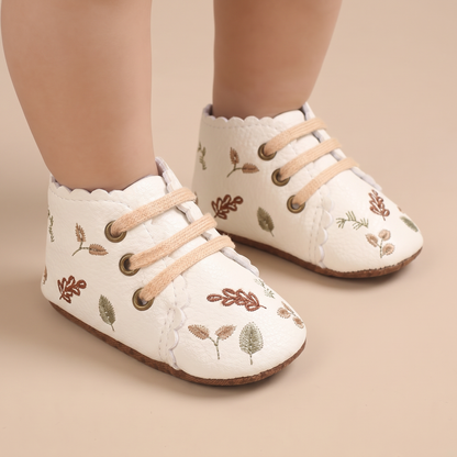 Leaf Print Lace-Up Sneaker Shoes