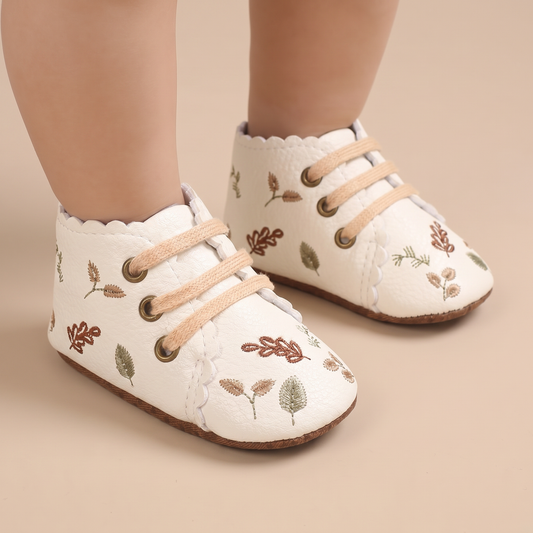 Leaf Print Lace-Up Sneaker Shoes