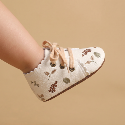 Leaf Print Lace-Up Sneaker Shoes