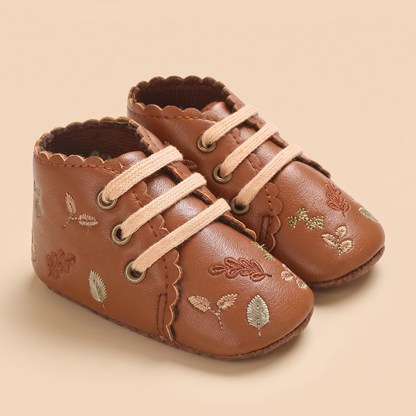 Leaf Print Lace-Up Sneaker Shoes