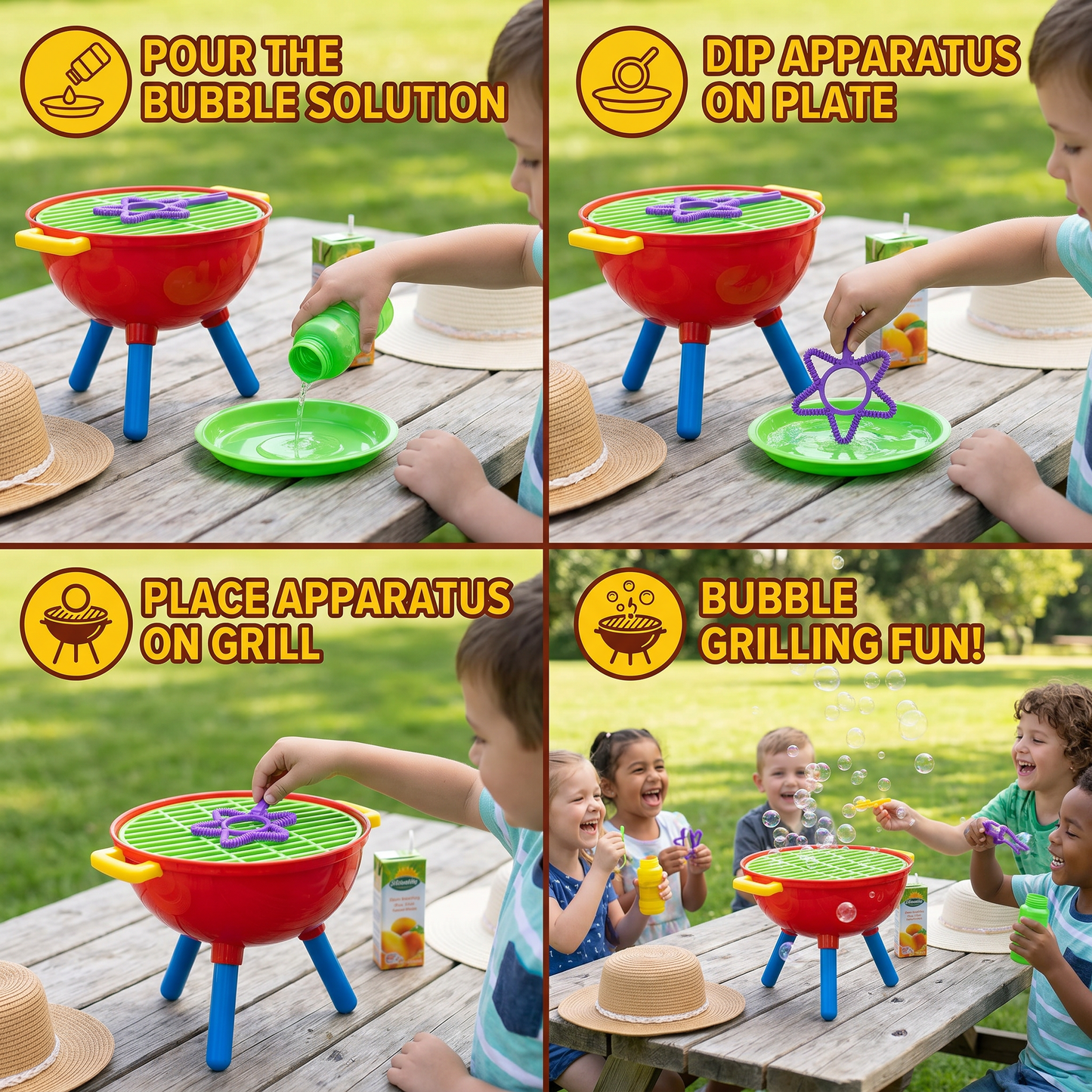 BBQ Bubble Machine Toy with Bubble Solution and Shapes