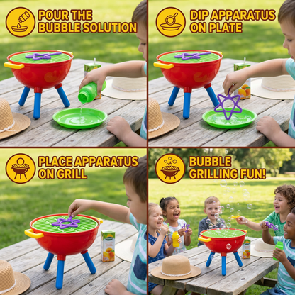 BBQ Bubble Machine Toy with Bubble Solution and Shapes