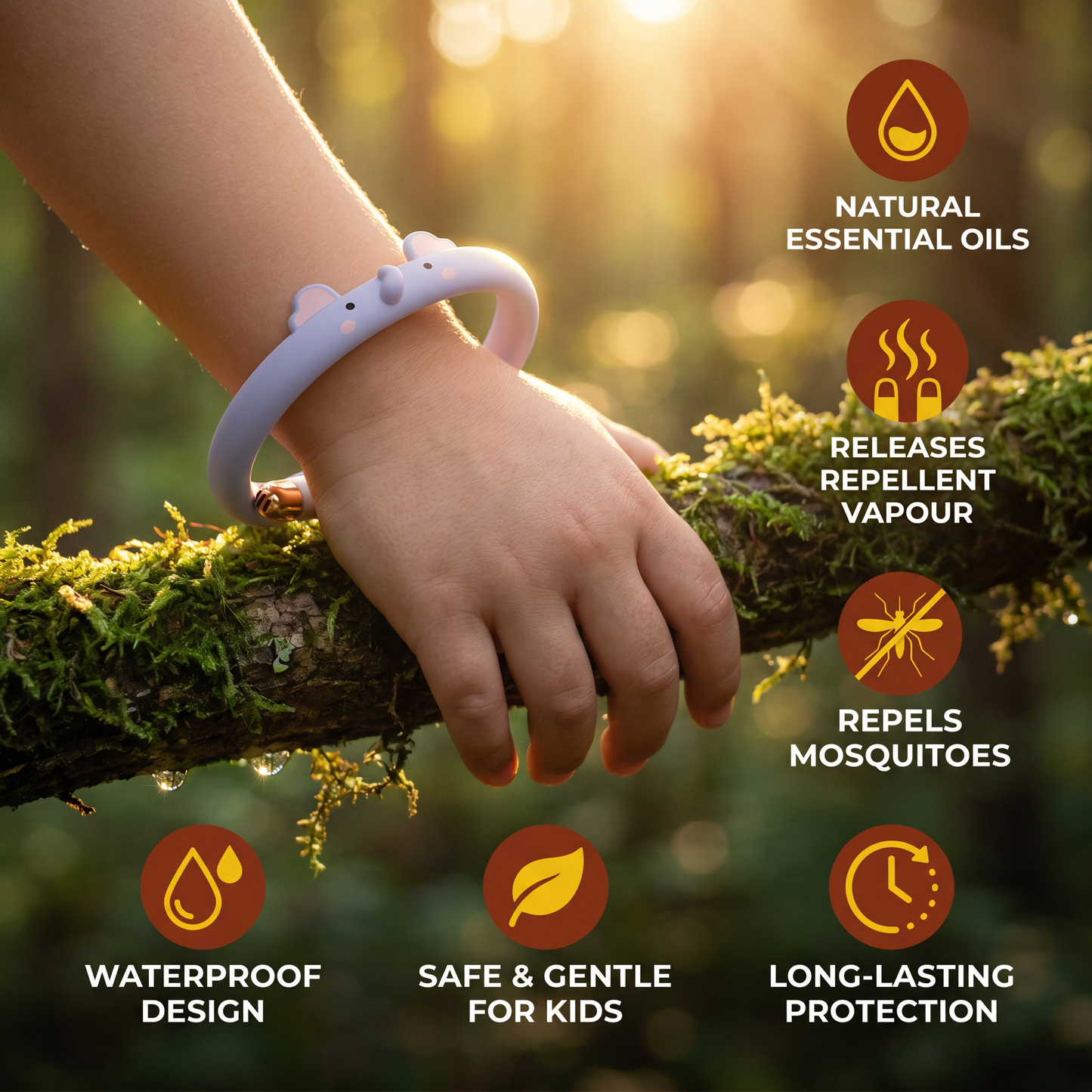 Kids Mosquito Repellent Bracelet with Cute Animal Design Waterproof