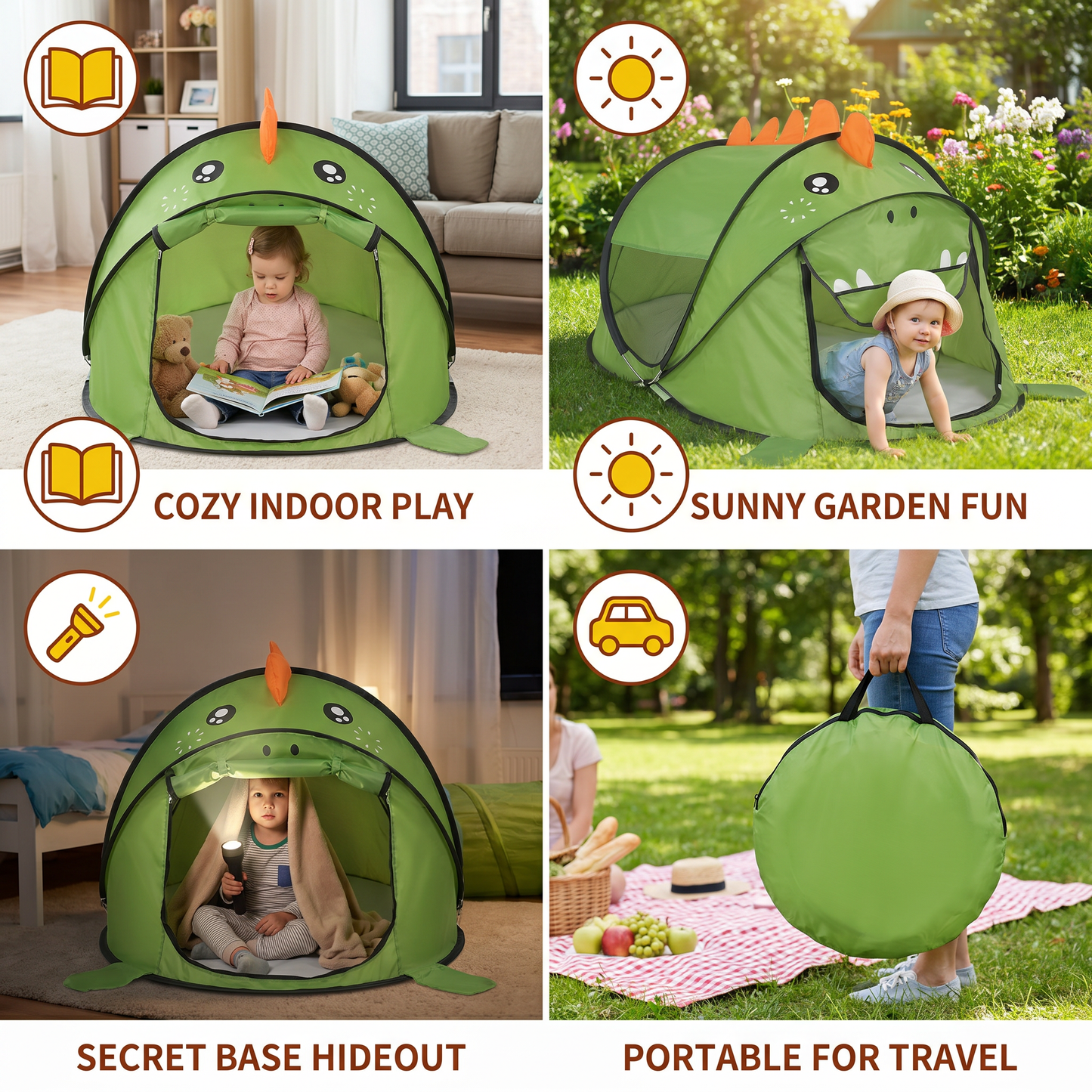 Foldable Dino Play Tent for Kids – Perfect for Warm Days & Cozy Playtime