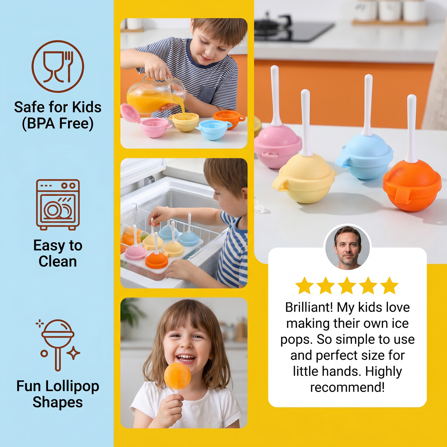 Lollipop Ice Pop Moulds – Pack of Four