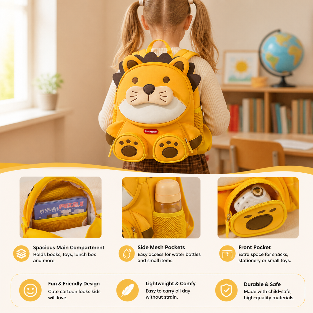 Kids Cartoon Animal Backpack – Lightweight Multi-Pocket School Bag