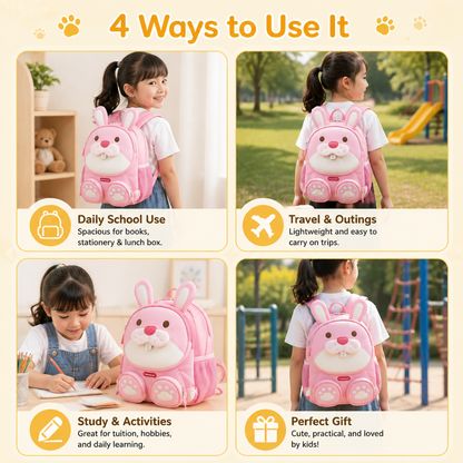 Kids Cartoon Animal Backpack – Lightweight Multi-Pocket School Bag