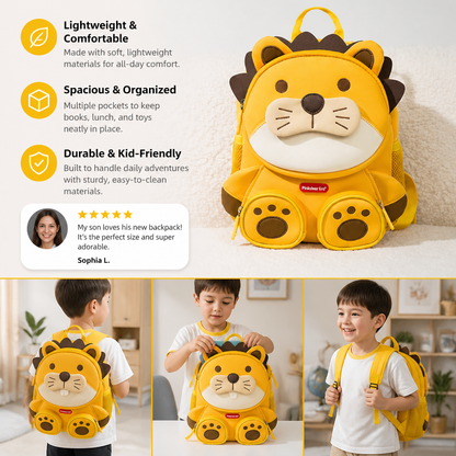 Kids Cartoon Animal Backpack – Lightweight Multi-Pocket School Bag