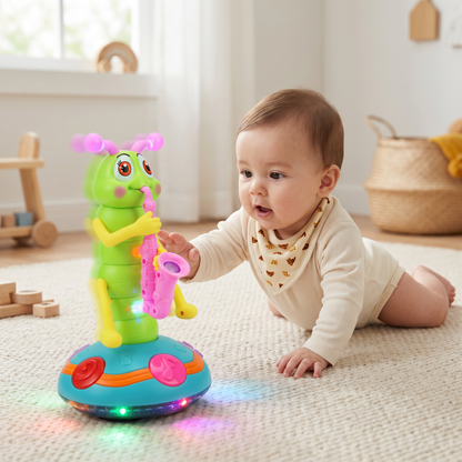 Musical Crawling Toy for Babies ⎜ Spinning Caterpillar with Lights and Sound for Early Learning and Fun Movement