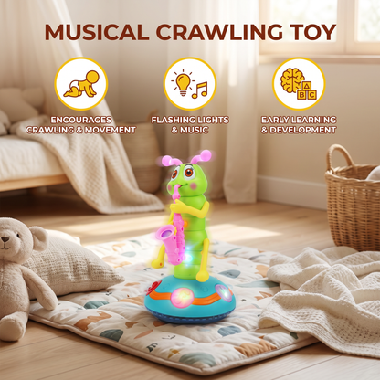 Musical Crawling Toy for Babies ⎜ Spinning Caterpillar with Lights and Sound for Early Learning and Fun Movement