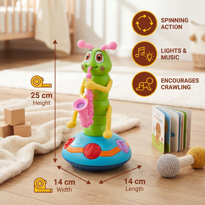Musical Crawling Toy for Babies ⎜ Spinning Caterpillar with Lights and Sound for Early Learning and Fun Movement