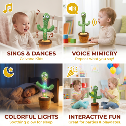 Dancing Cactus Toy for Kids ⎜ Singing Plush with Lights and Voice Mimicry for Interactive Musical Fun