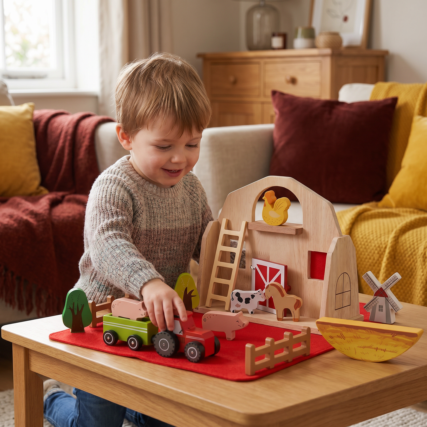 Montessori Wooden & Felt Farm Travel Toy – Perfect for On-the-Go Play
