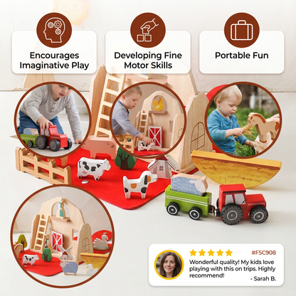Montessori Wooden & Felt Farm Travel Toy – Perfect for On-the-Go Play